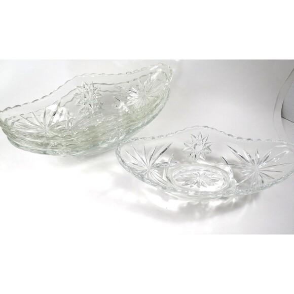 Anchor Hocking  4 Clear Gondola Candy Relish Dish "Star of David" Pressed Design - Picture 1 of 10